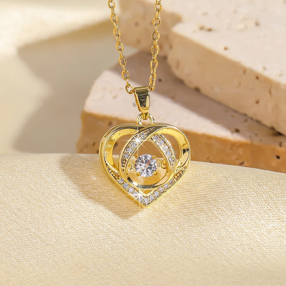 Роскошное ожерелье с подвеской в форме сердца простое из нержавеющей стали