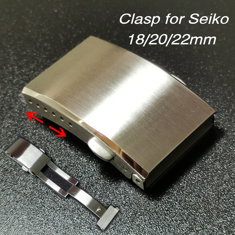 

Solid Stainless Steel Diver Clasp for Seiko Silver Metal Folding Buckle for Citizen 18 20mm 22mm Adjustable Double Press Button