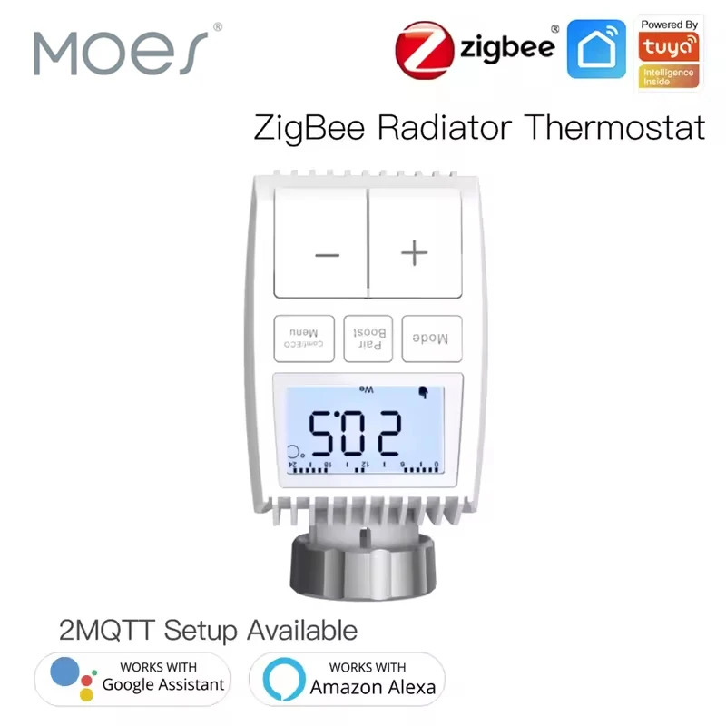 

MOES Tuya ZigBee Smart TRV термостат радиатора клапан умный термостат регулятор температуры 2MQTT работает с Alexa Google Home