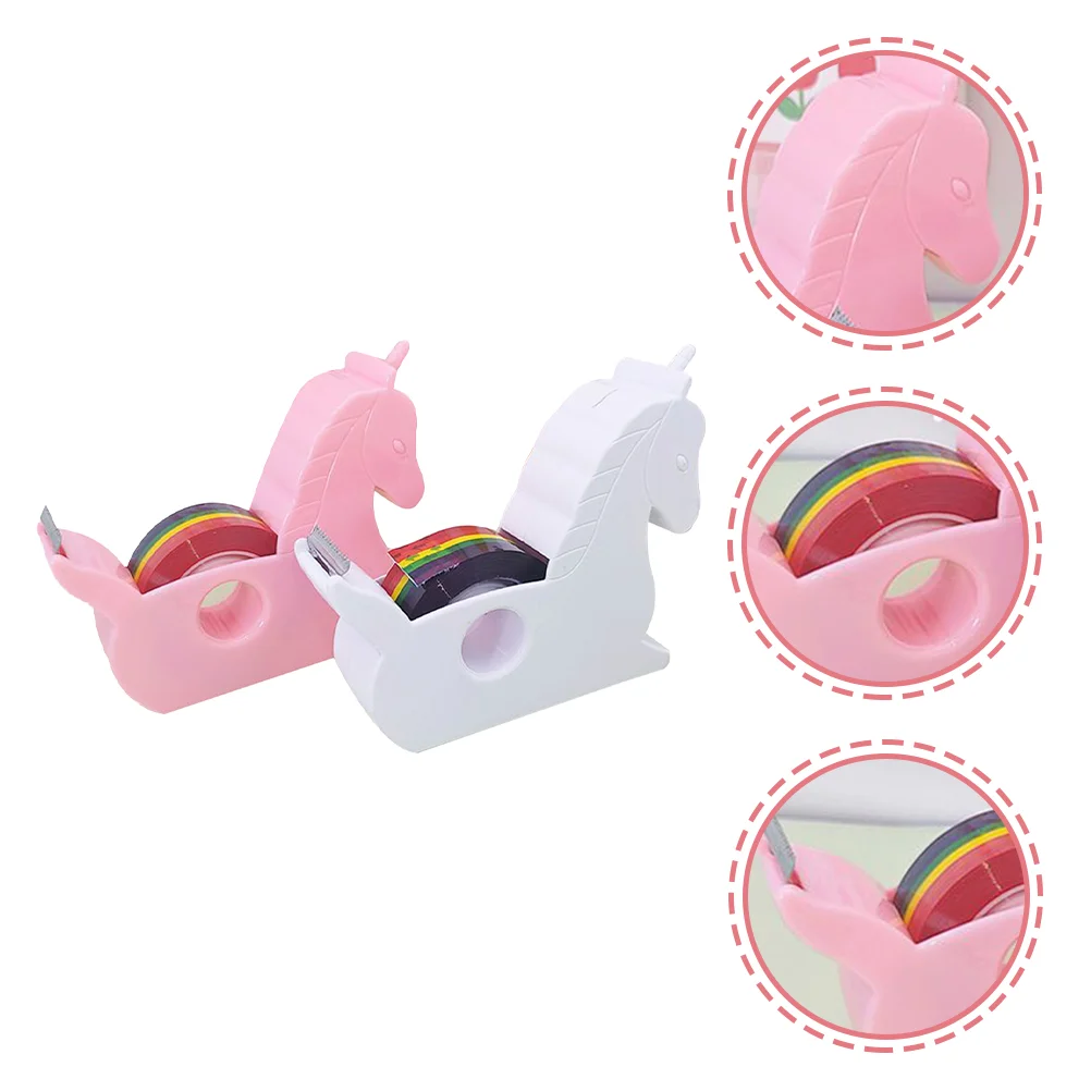 

2Pcs Household Tape Dispenser Exquisite Tape Dispenser Lovely Unicorn Tape Holder Tape Cutting Tool Envelope