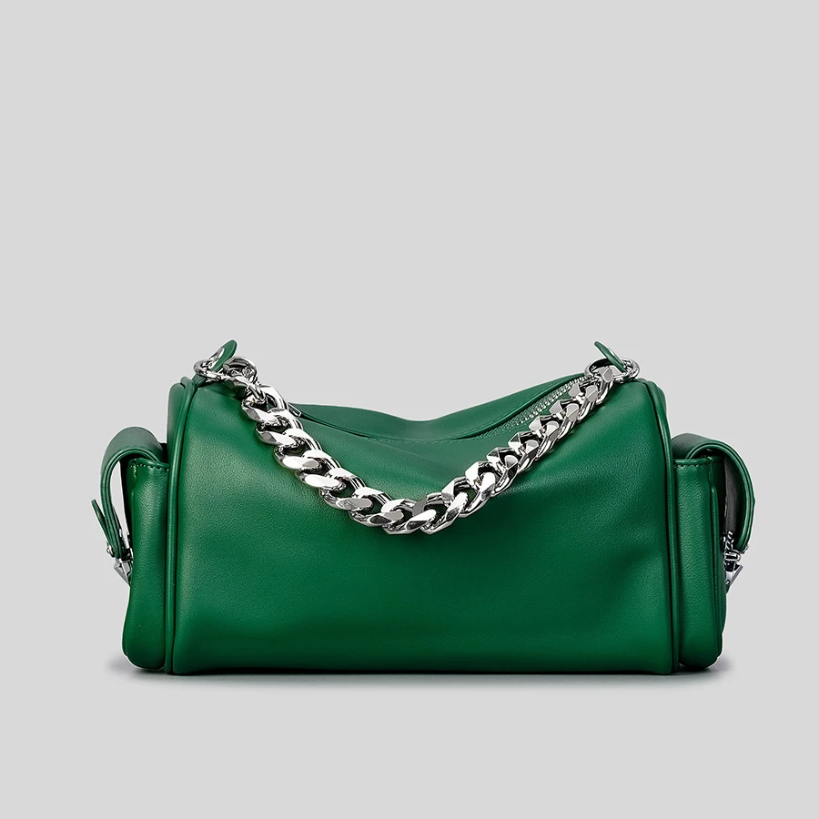 

Soft PU Pillow Handbag for Women Designer Chain Shoulder Bag Vintage Punk Rock Handle Bags Ladies Fashion Shopper Underarm Bag