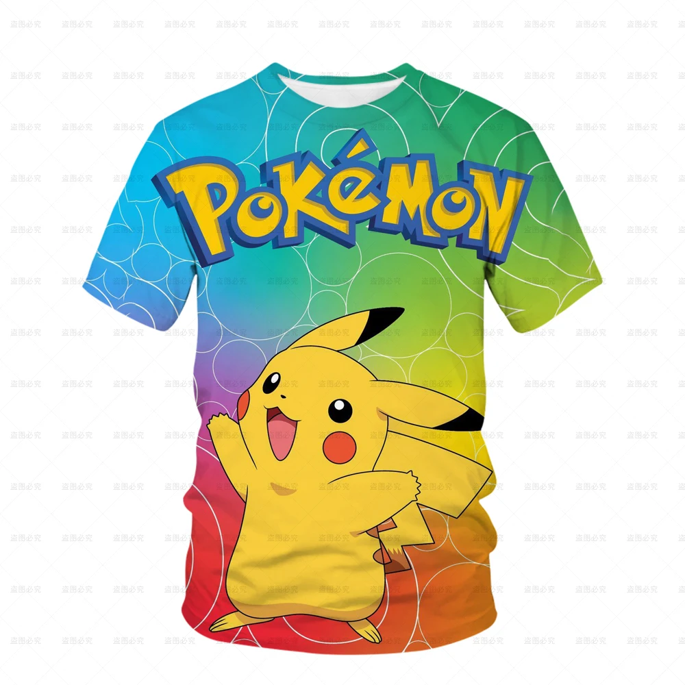 2023 New 3D Pokemon Pikachu Children's T-Shirt Printed Girls' Funny Clothing Boys' Children's Shirts Baby T-shirts Boy T shirt