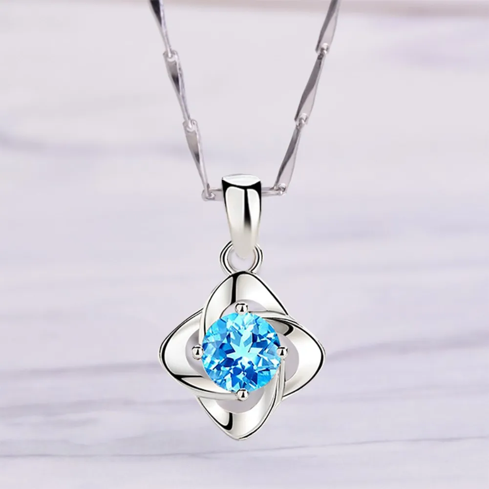 

Silver Plated Necklace Women's Collarbone Chain Silver Jewelry Four-leaf Clover Jewelry Pendant To Girlfriend Wife Birthday Gift