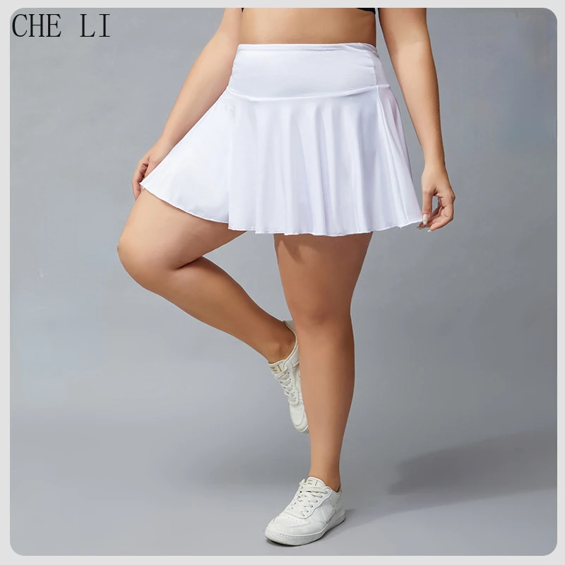 Plus Size Fitness Shorts Women Anti-lighting Outdoor Quick-drying Breathable Tennis Skirt Running Fitness Training Pleated Skirt