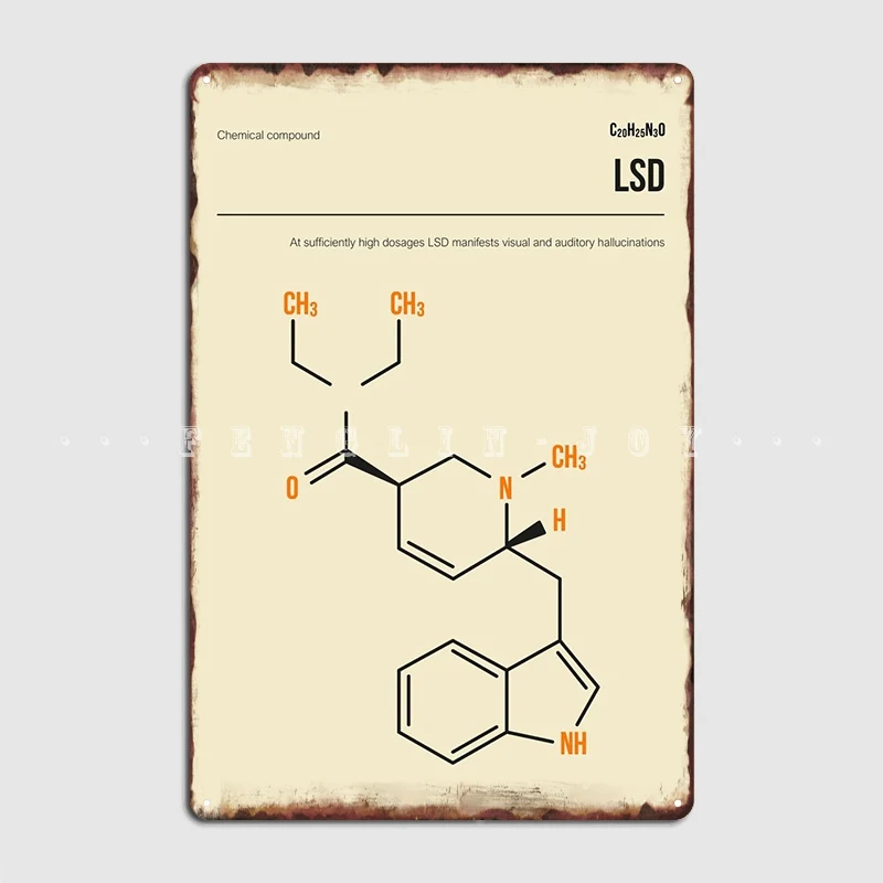 Lsd молекула искусство металлический знак стена пещера клуб бар печать жестяные