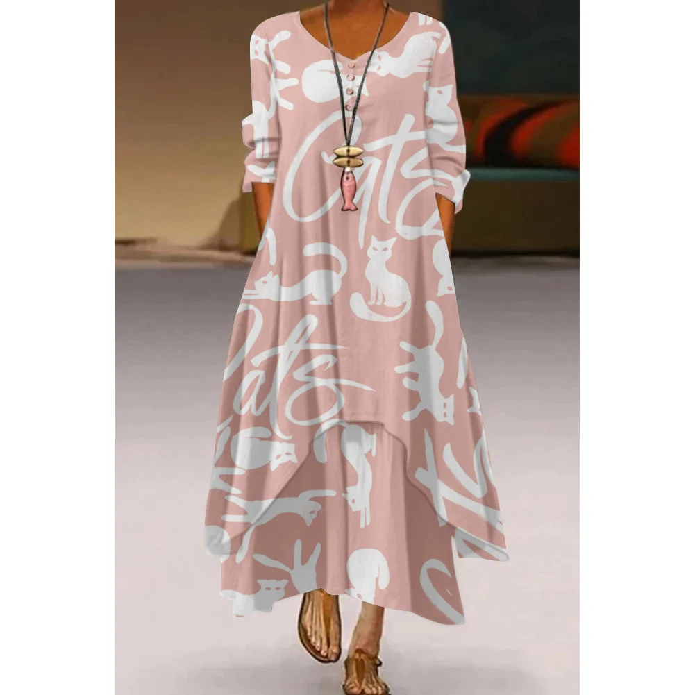 Осень 2022 Новинка женское голубое элегантное платье с длинным рукавом комикс