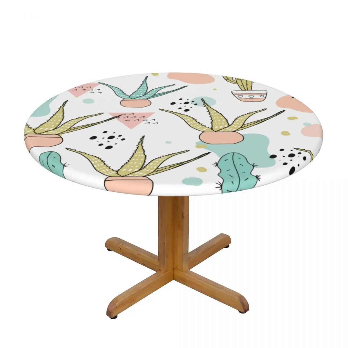 

Modern Round Table Cover Stretch Tablecloth Pastal Cactus Home Decorative Table Cloth