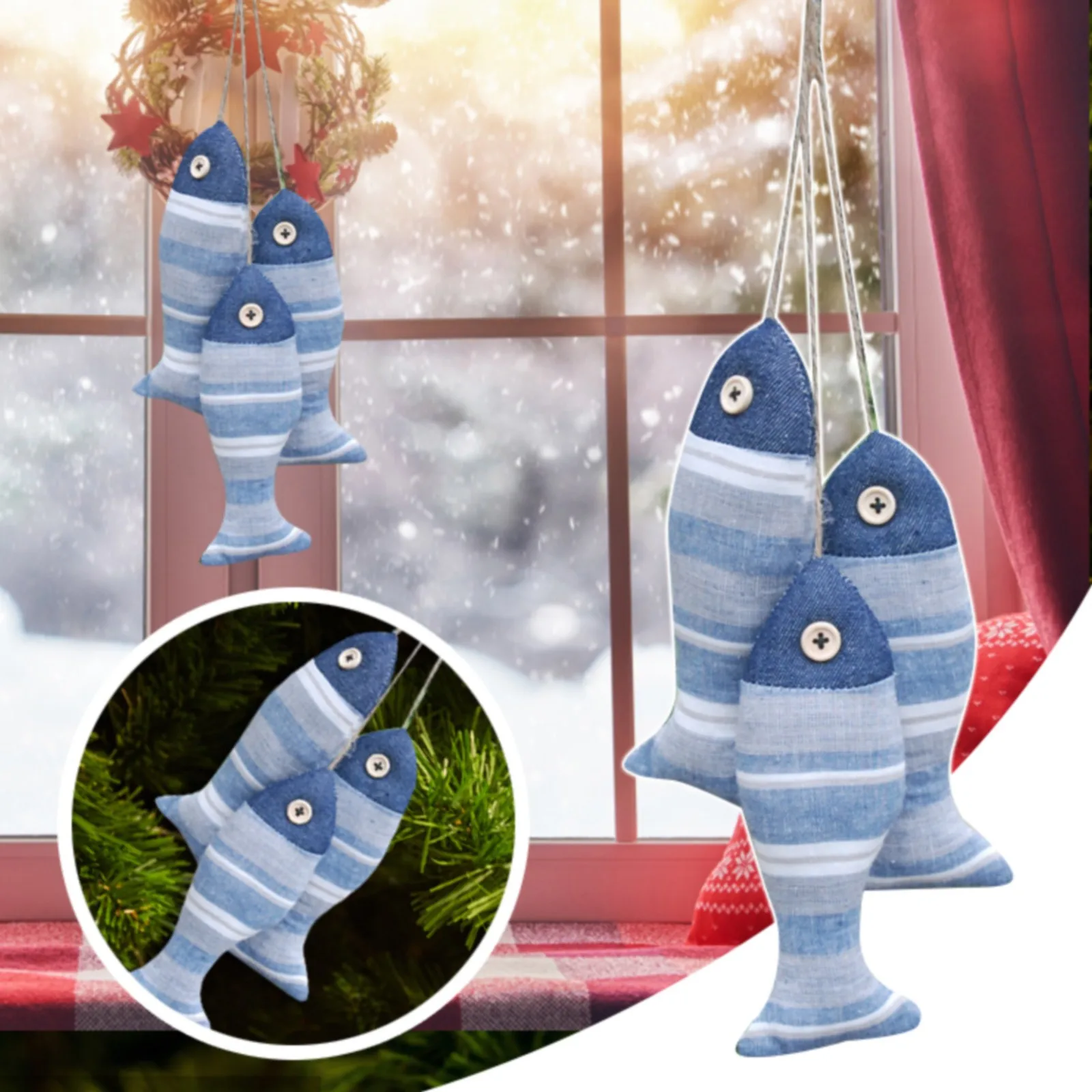 

Креативные украшения из ткани ручной работы, набор украшений в виде рыбы, подвески, реквизит для фотосъемки на стену