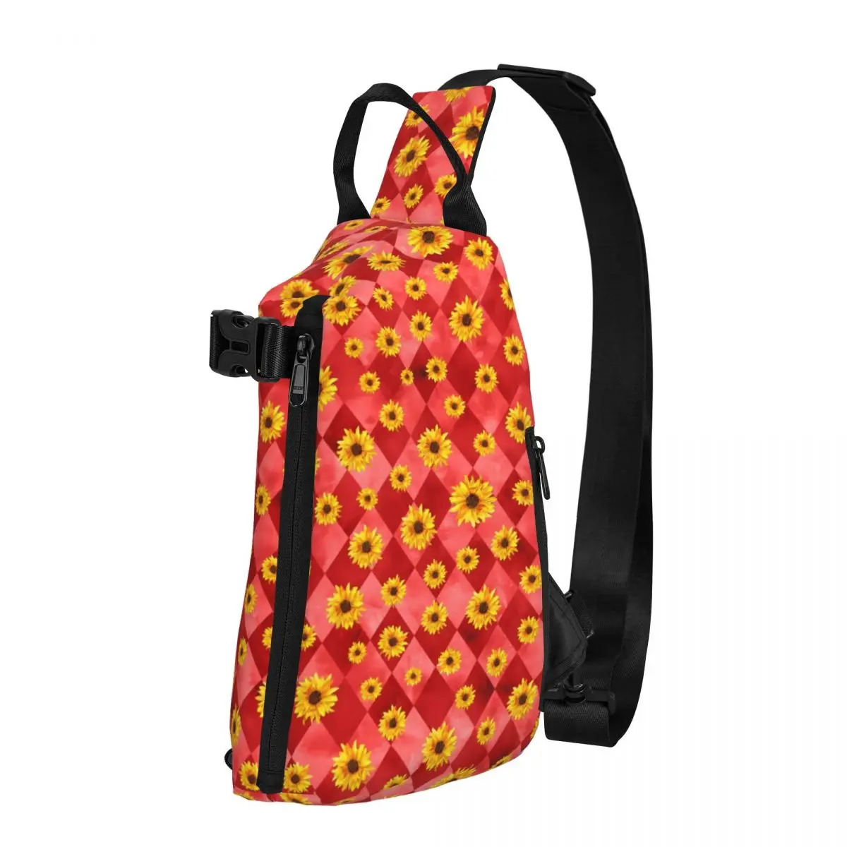 

Нагрудная сумка с подсолнухом для мужчин, дизайнерская походная сумка через плечо с красным черепом, Повседневная Уличная стильная сумочка-слинг с принтом для телефона