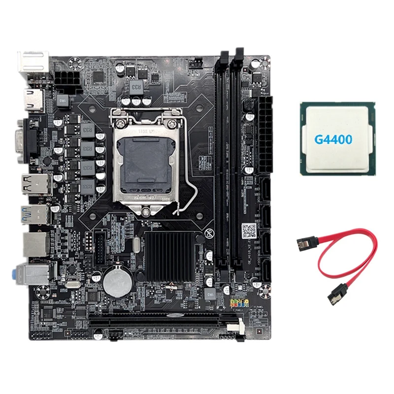 H110 Computer Motherboard LGA1151 Supports Celeron G3900 G3930 CPU Supports DDR4 Memory With G4400 CPU+SATA Cable