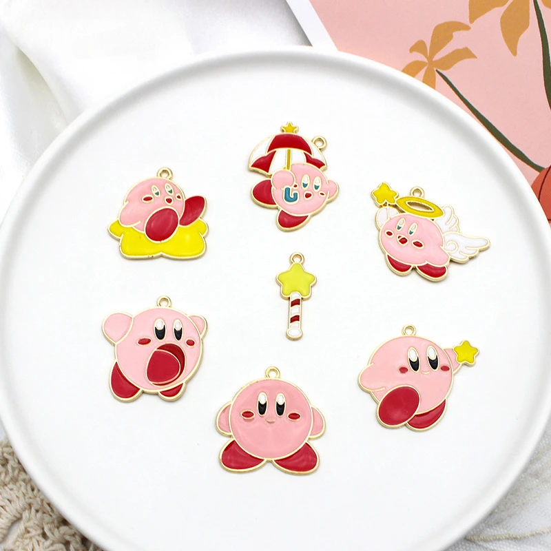 10 шт. японское аниме Kirby Капельное масло из сплава DIY ювелирные аксессуары браслет ожерелье подвеска звезда волшебная палочка мультяшный милый кулон