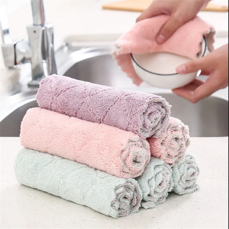 

No Lint Absorbent Rag Thickened Double-Layer Fiber Wiping Tablecloth Kitchen Household Cleaning Dish Towel Dishcloth