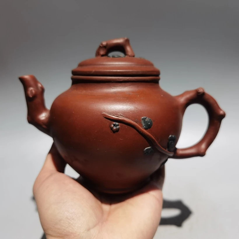 Chinese Yixing Tea Pot Handmade Red Clay Tree Segment Teapot Zhu Kexin 450CC