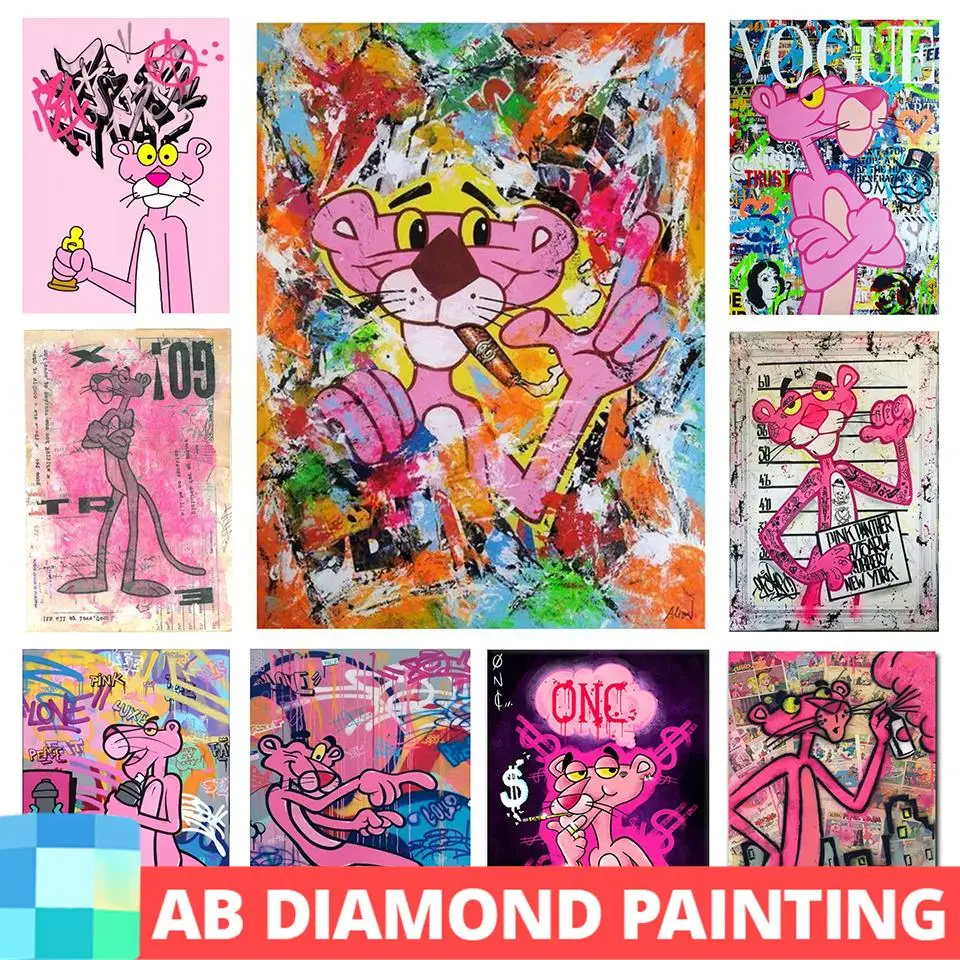 

5D алмазная живопись «сделай сам» AB Drill граффити Розовая пантера полная квадратная Круглая Мозаика Алмазная вышивка домашний декор подарки ручной работы