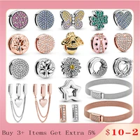 2022 new hot sale butterfly heart circle clip reflexions beads fit original charm bracelet bangles diy jewelry