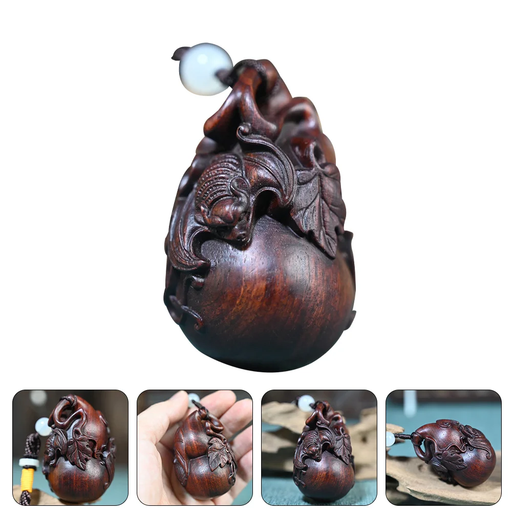 

Exquisite Wood Craft Gourd Adornment Creative Wooden Carved Figurine Ornament