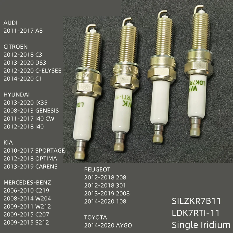 

SILZKR7B11 Car Engine Ignition Iridium Alloy Spark Plug For MERCEDES-BENZ C219 W204 W212 C207 S212 PEUGEOT 208 301 108 2008