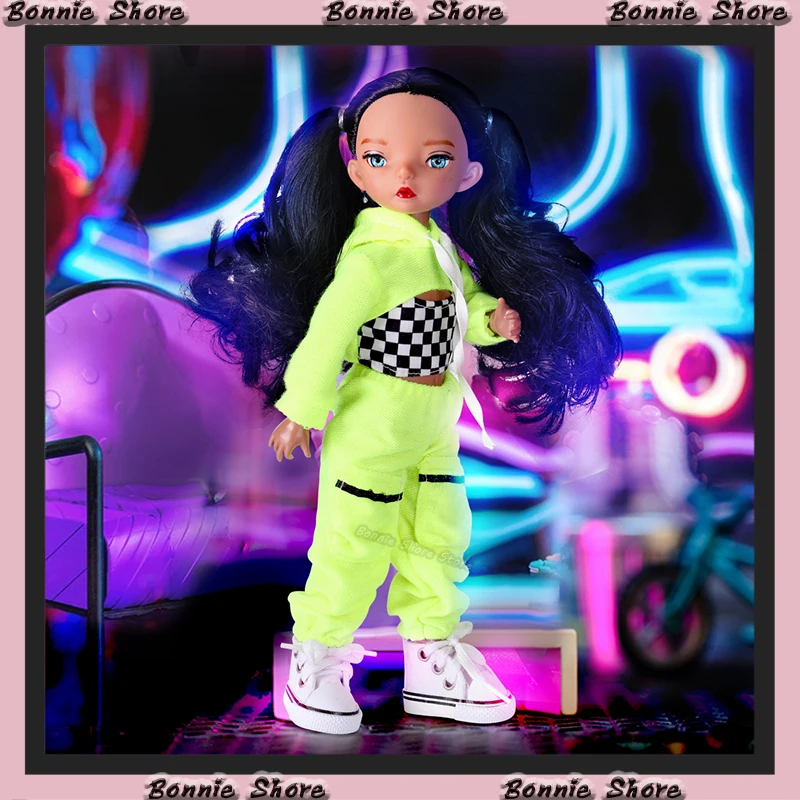 

Yuppie Doll 1/6 Bjd Black Girl Doll Or Dress Up Clothes Accessories Doll Fad Coat T-Shirt Fashion 30cm Model Children Girls Gift