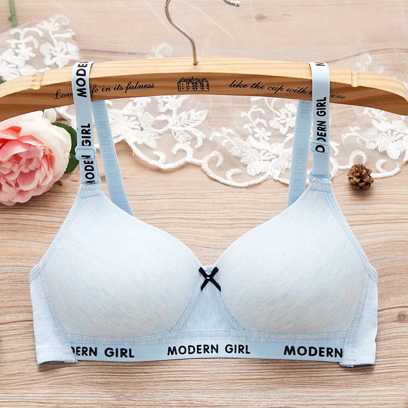 

Bras for Girl Push Up Bras No Wire Brassiere A B Cup Underwear Sexy Bralette Three Quarters(3/4 Cup) Lingerie Thin Cotton Letter