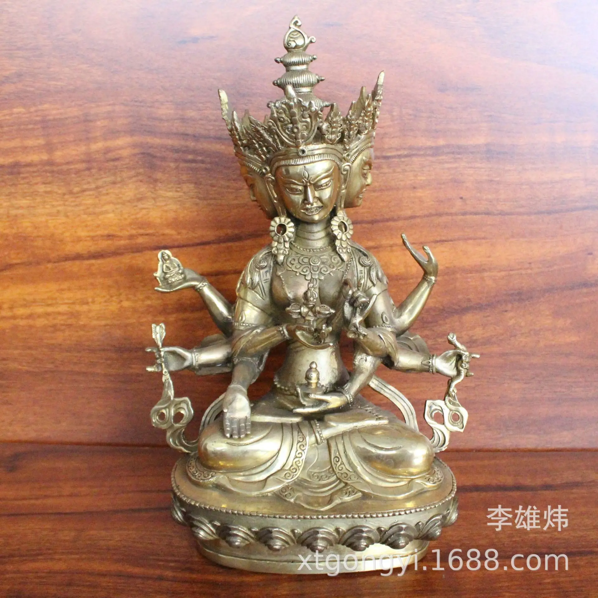 

Поставка с завода, оптовая продажа, все виды бронзовых поделок, три головы и восемь рук, родная Будда Dzogchen