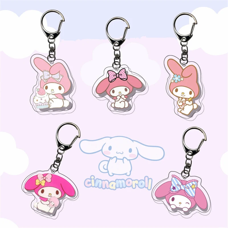 

Sanrios Anime Melody Cinnamoroll Kuromi Men Women Boyfriend Husband Key Chain Keyring Birthday Gifts Kawaii Bag Pendant Toy Gift