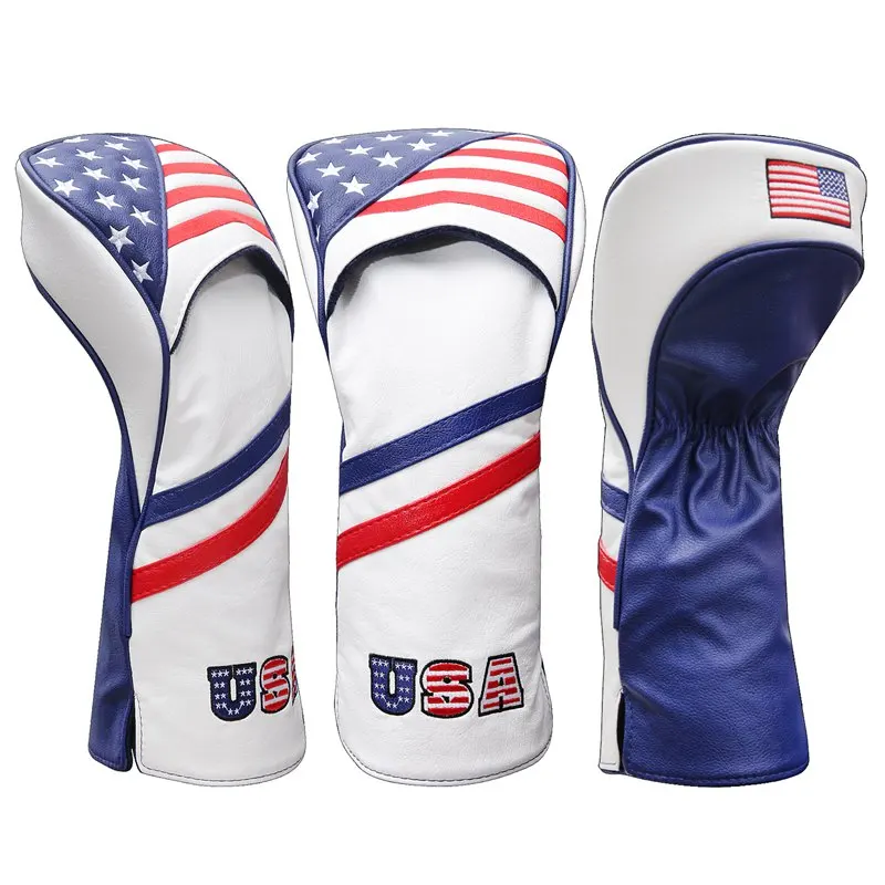 

USA Patriot Golf Head Covers Driver 1 3 5 Fairway Woods Headcovers Fits 460cc Drivers PU Style