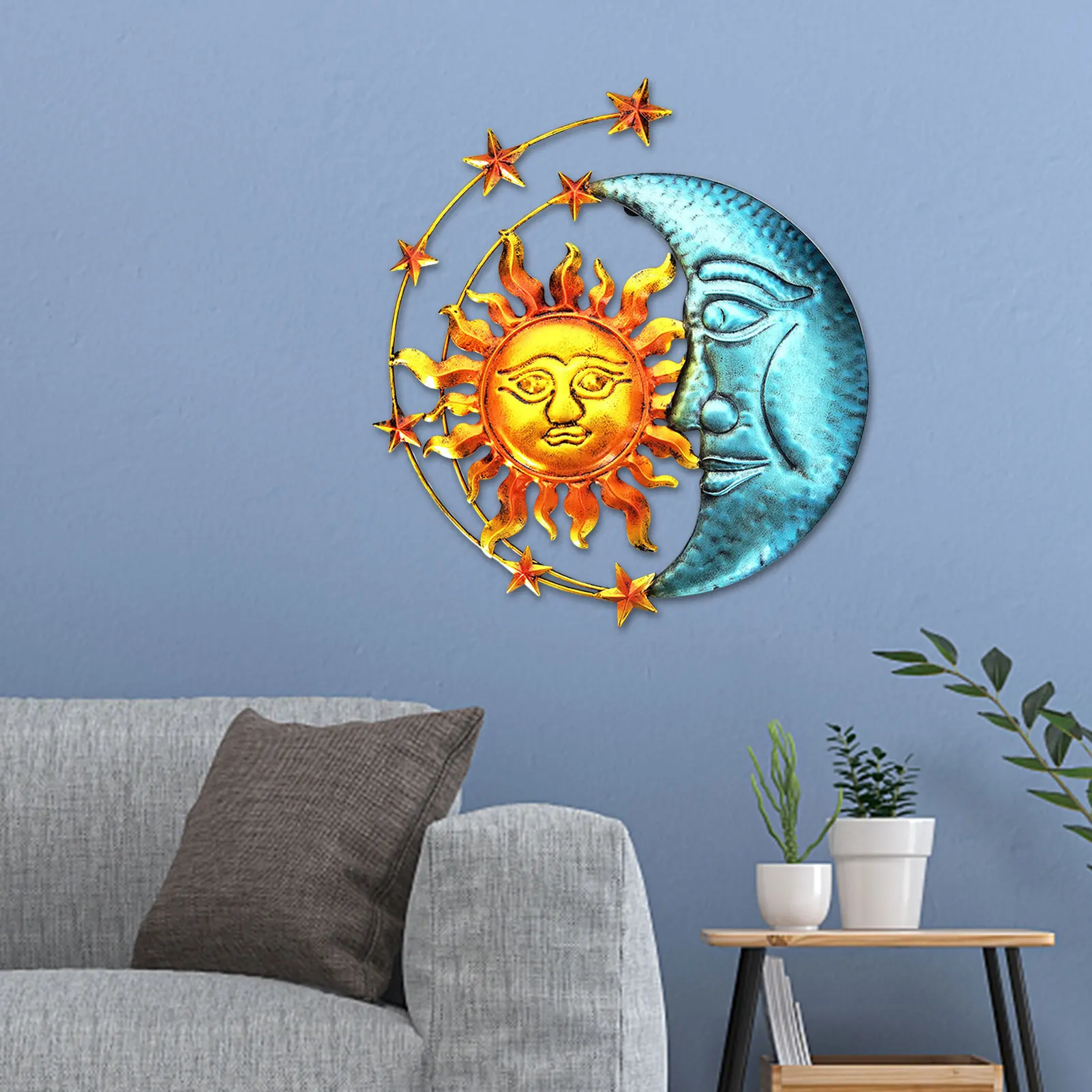 Metal Sun Moon Wall Plaque Sun Moon And Stars Wall Decor Celestial Decor  Metal Outdoor Wall Art Celestial Decor For Living Room | АлиЭкспресс