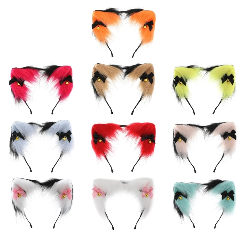 

Kitten Ear Headband with Bow Jewelry Halloween Cosplay Props Ears Fursuit