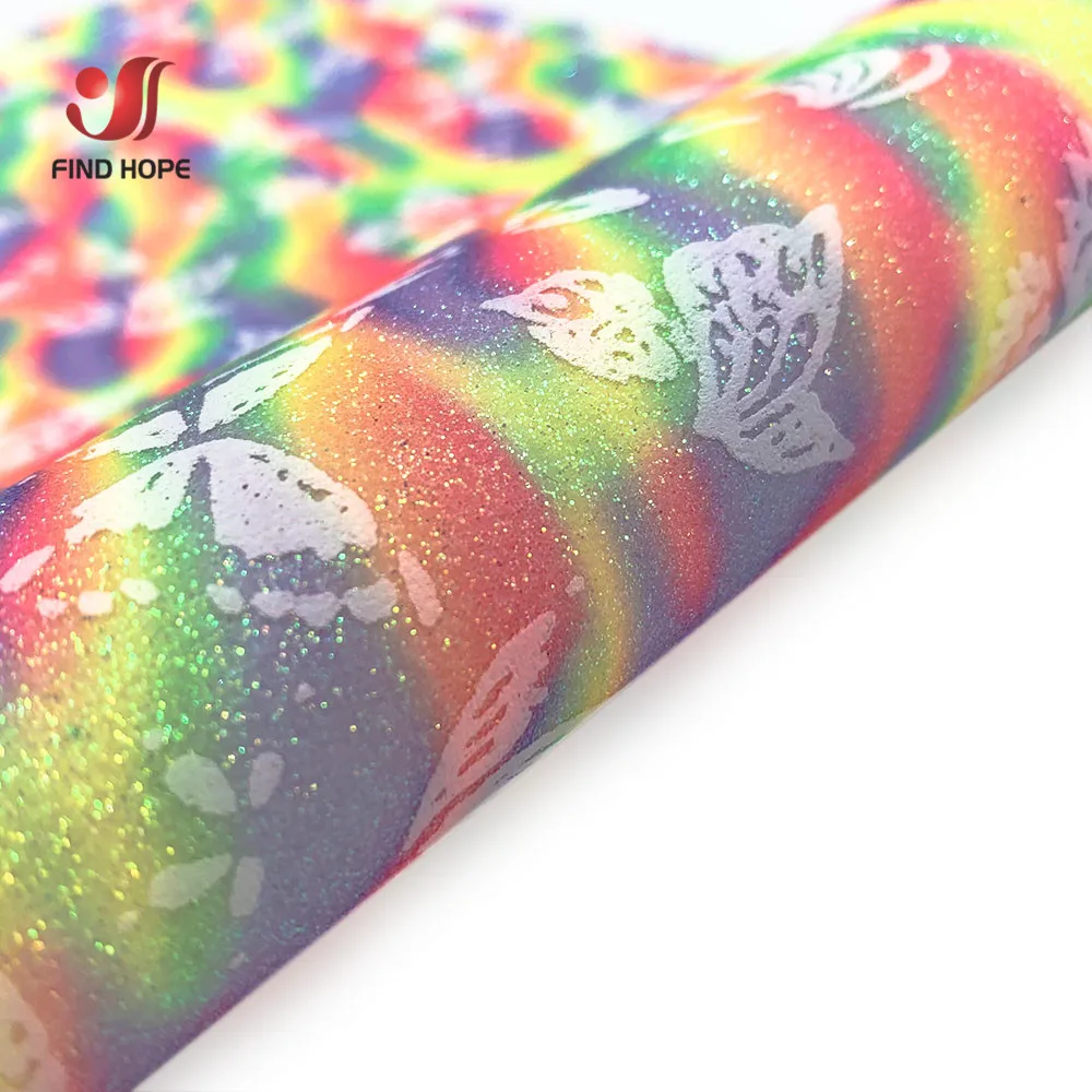 Ткань Из Искусственной Кожи 20x120 См Бабочка Радуга Блестящий Материал сделай Сам