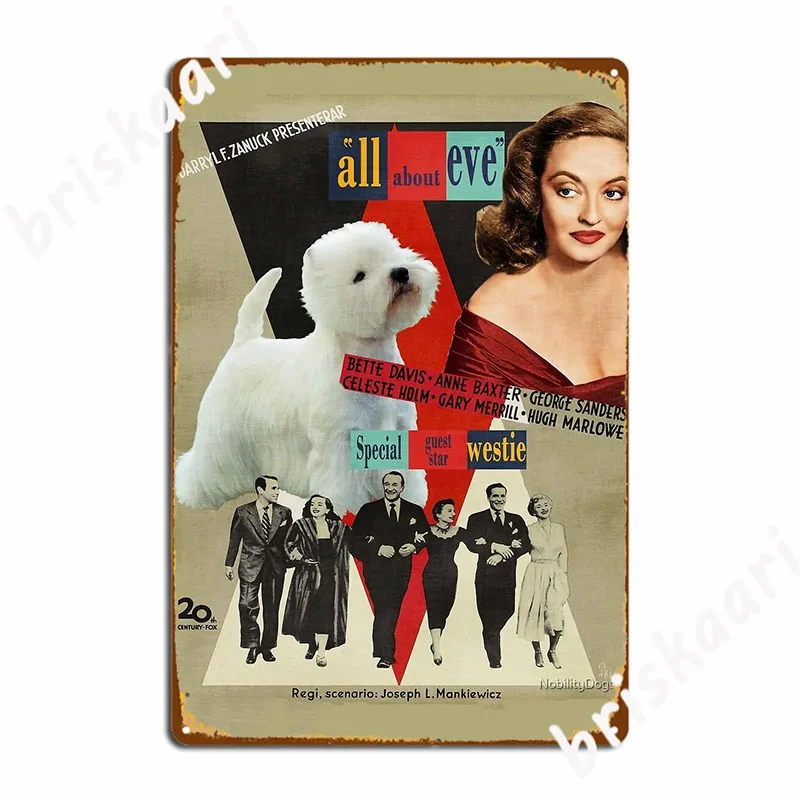 

Постер с изображением героев фильма West Highland White Terrier All About Eve, металлический плакат с табличкой, Настенная картина, плакат с изображением барн...