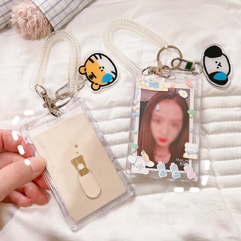 

Sweet ID photo Protect Case Keychain Acrylic Transparent 3 inch Kpop Photocard Photo Protector Idol Photo Sleeves Card Holder