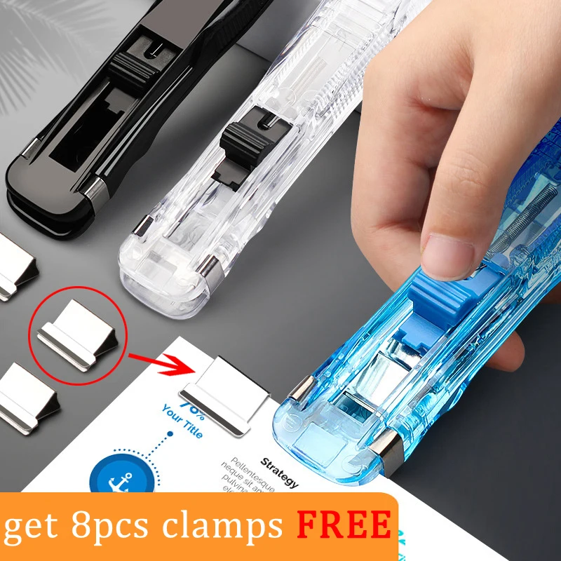 

Transparent Stapler Data Collation Folder Push Folding Office Supplies Student Stationery Storage And Binding Paper Clip Tools