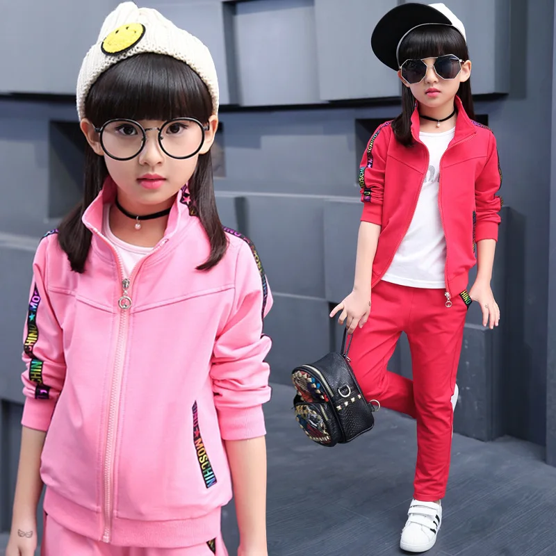 

Girls Clothes 2022 Autumn Casual jacket + Pants Suits 2PCS Kids Sport Tracksuit School Children Clothing Sets 4 5 6 8 10 12 Yrs