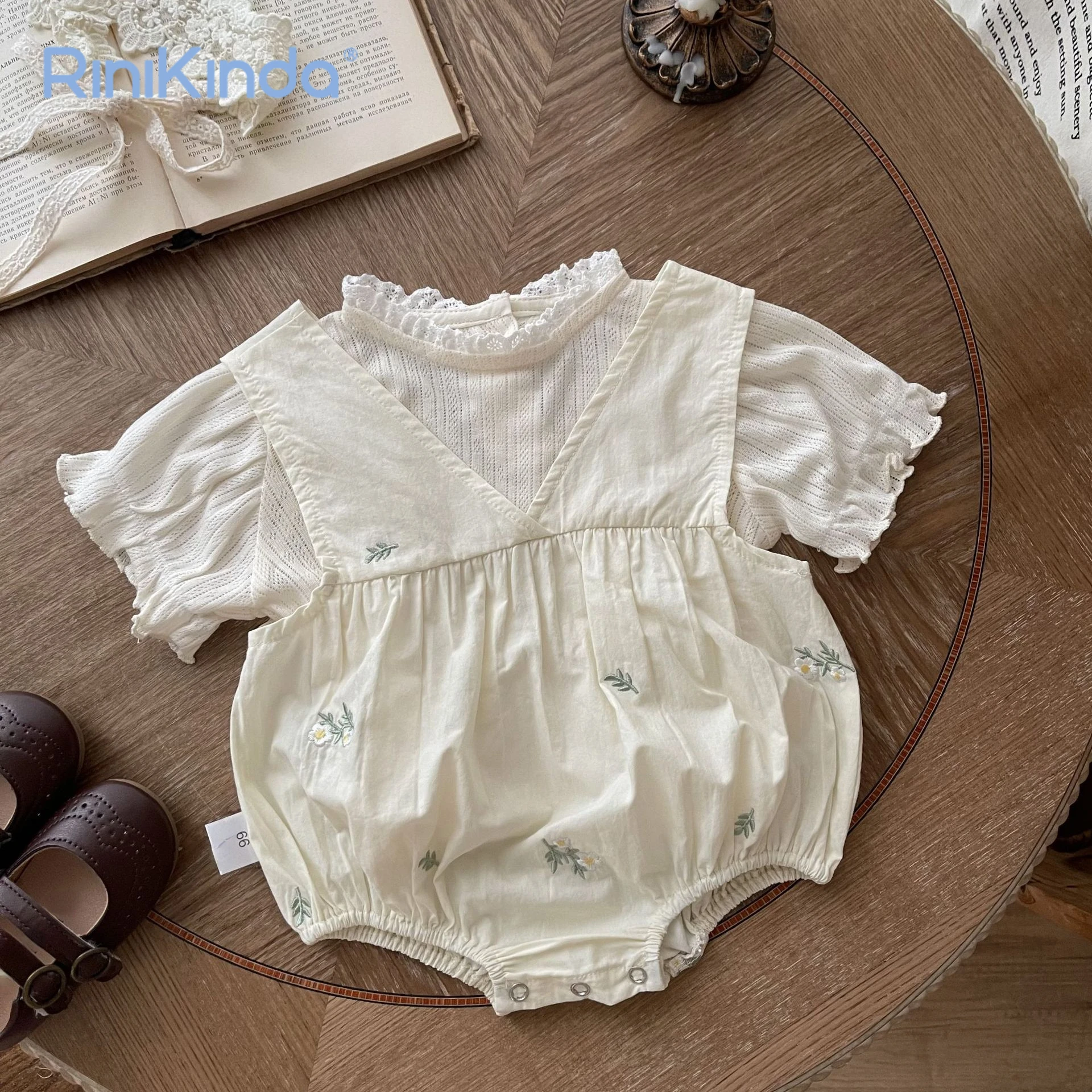

Baby Girls Clothing Set 2023 Summer Suits Short Sleeve Shirts Floral Overalls Romper Set Newborn Infant Toddler Set