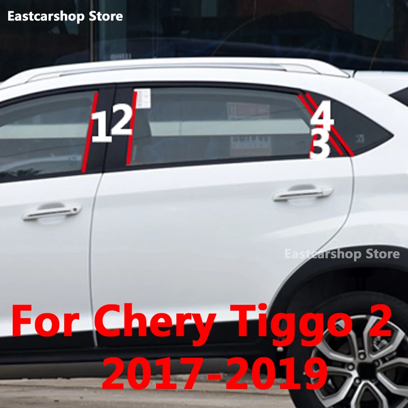 

Наклейка на окно автомобиля для Chery Tiggo 2 3X 2017 2018 2019, B C, центральный столб, декоративная накладка на центральную раму из поликарбоната, аксесс...