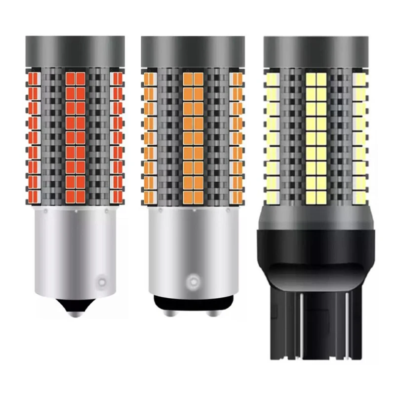 

4pcs Car LED 1156 BA15S P21W BAU15S 1157 BAY15D T20 Canbus Auto Brake Reverse Lamp Turn Signal Light 2016 126SMD Amber White Red