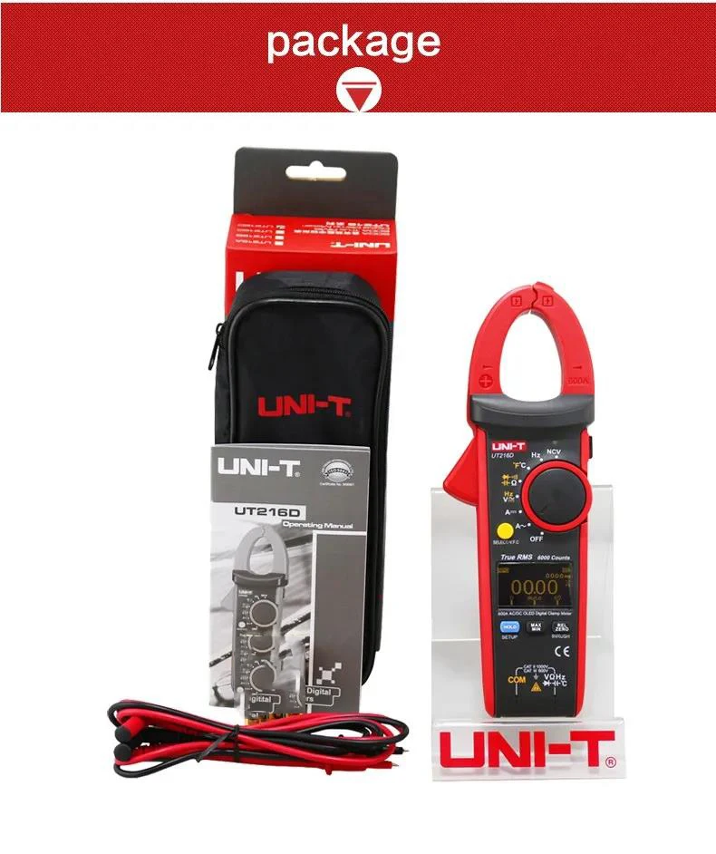 Фото UNI-T UT216D 600A Цифровые клещи NCV V.F.C Диодный ЖК-дисплей с подсветкой OLED-дисплей Аналоговый стержневой графикой Рабочий свет №2