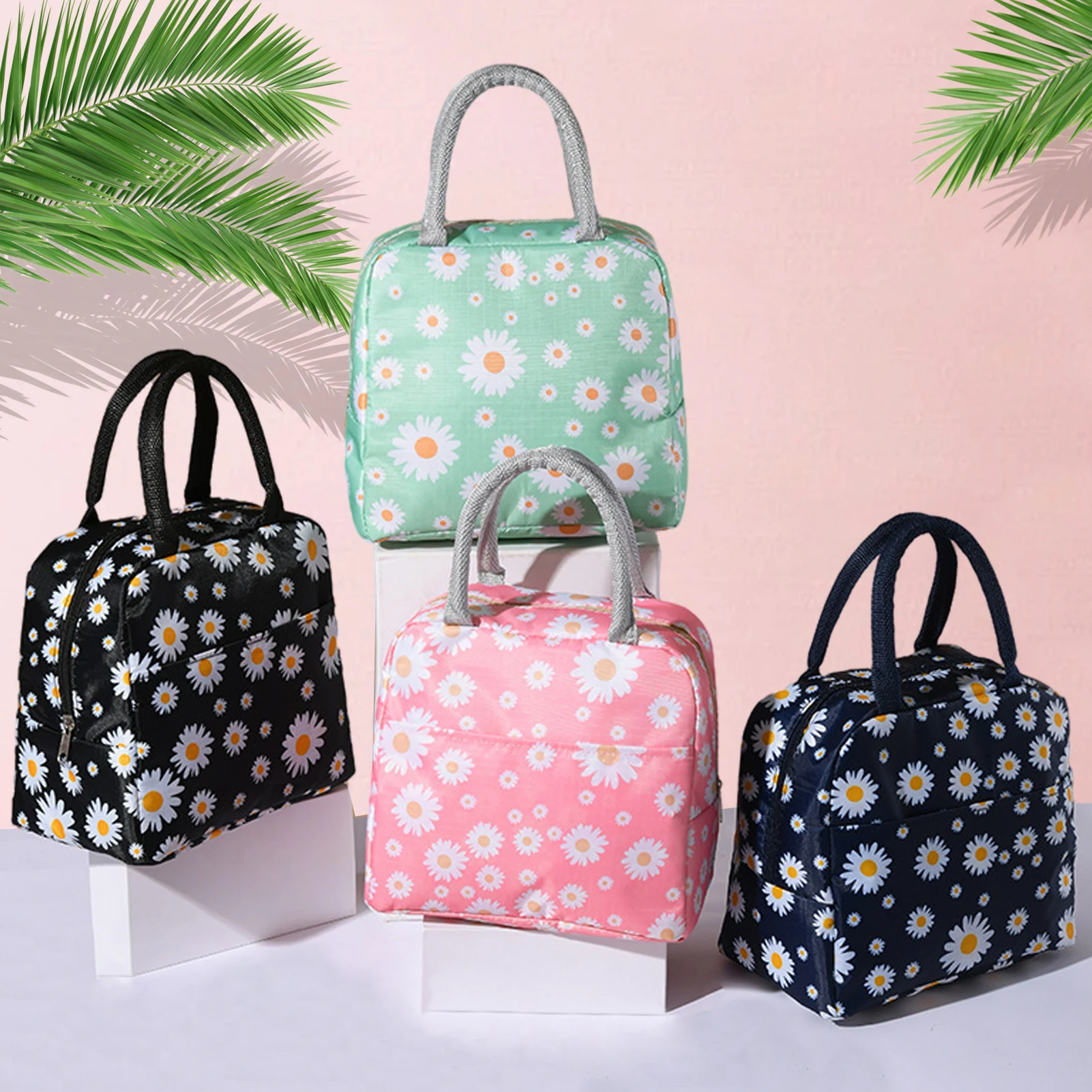 

Insulated Lunch Bag for Women Kids Daisy Lunch Bag Cooler Bag Portable Ice Pack Tote Food Picnic Bags Lunch Bag for Student Work