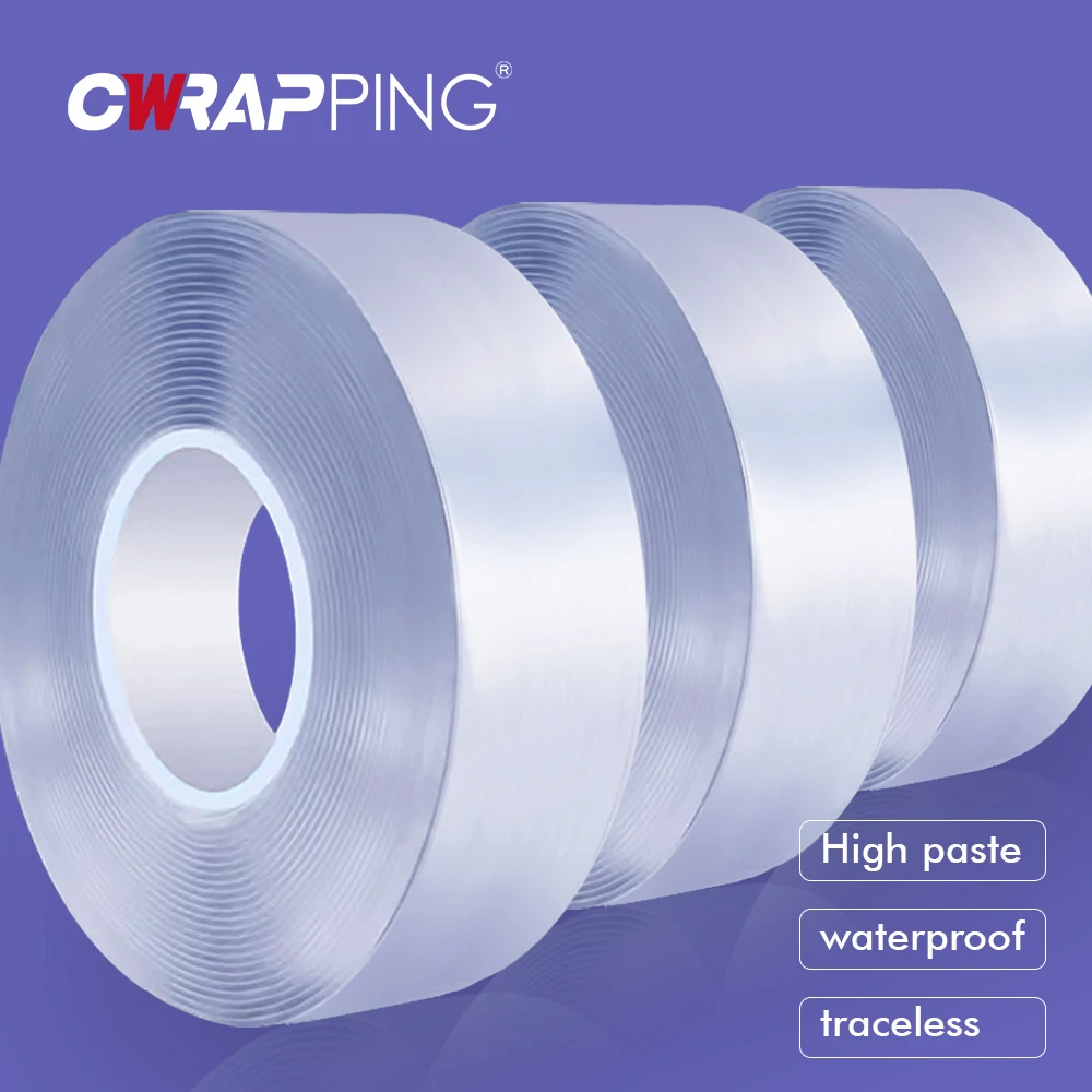 

Двусторонняя клейкая лента Nano, многофункциональная сверхпрочная клейкая лента без следов для украшения автомобиля, ванной комнаты, домашних полосок, Постер «сделай сам»