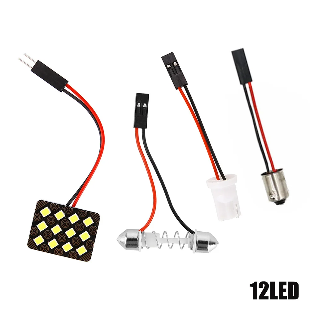 

12/24 SMD LED Car Interior Dome Reading Panel Light Lamp Bulb White Car Lights 6000K T10 Adapter + BA9s Adapter + Dome Festoon