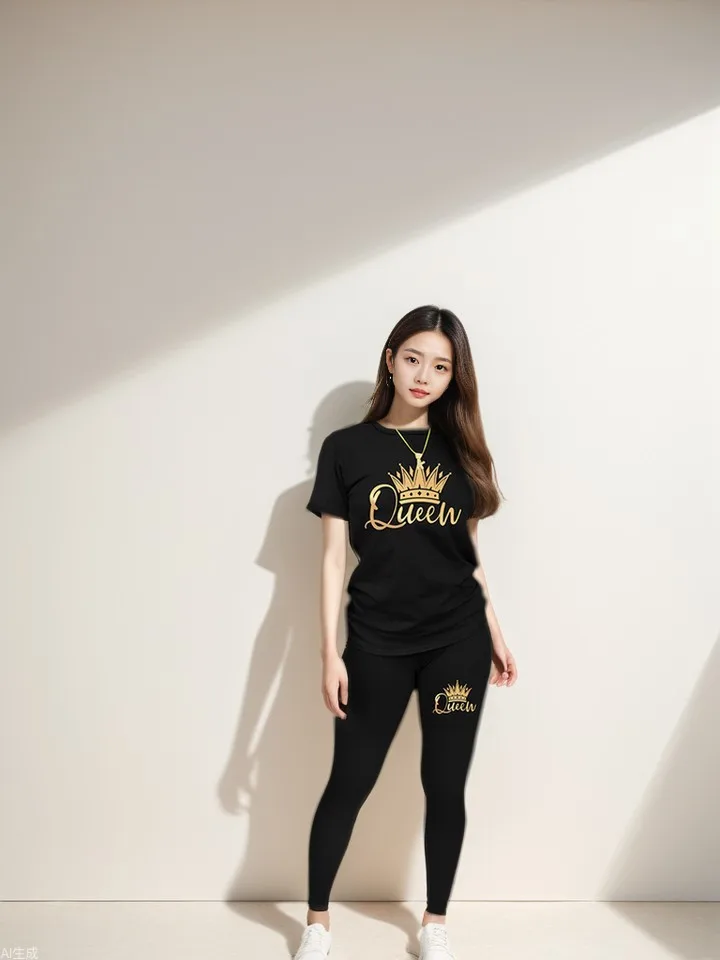 Женский повседневный комплект из 2 предметов футболка и штаны с принтом Новинка