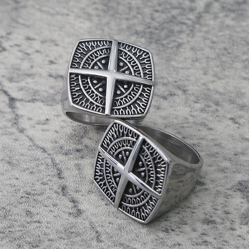 

Vintage Heavy Viking Compass Rings For Men Pirate Stainless Steel Men's Ring Punk Biker Ring Fashion Viking Accessories