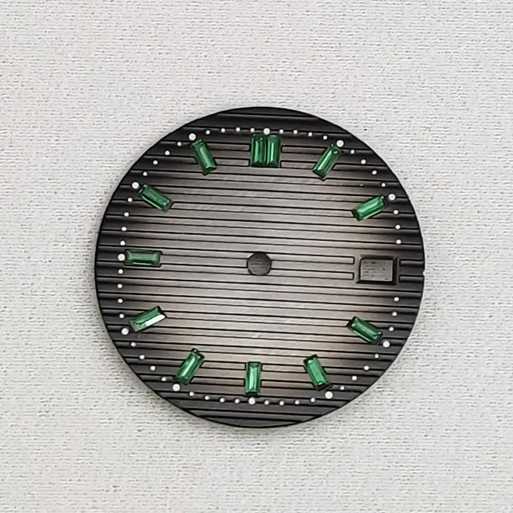 29.8mm Men's Watch Accessories  Nautilus DialLatest Decoration Purple Green Crystal Aseptic Dial Fits the Japanese NH35 Caliber