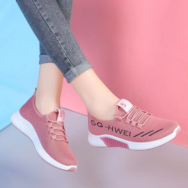 New Korean Version of Women's Shoes Fashion Comfortable Walking Sneakers Women's Breathable Mesh Leisure Running Shoes