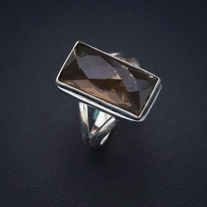 

StarGems Smoky Quartz Handmade 925 Sterling Silver Ring 7.75 F1911