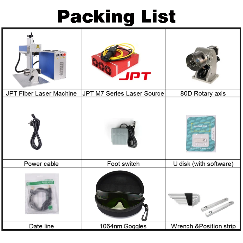 Волоконно-лазерная маркировочная машина JPT 60 Вт для гравировки металла M7 MOPA 50