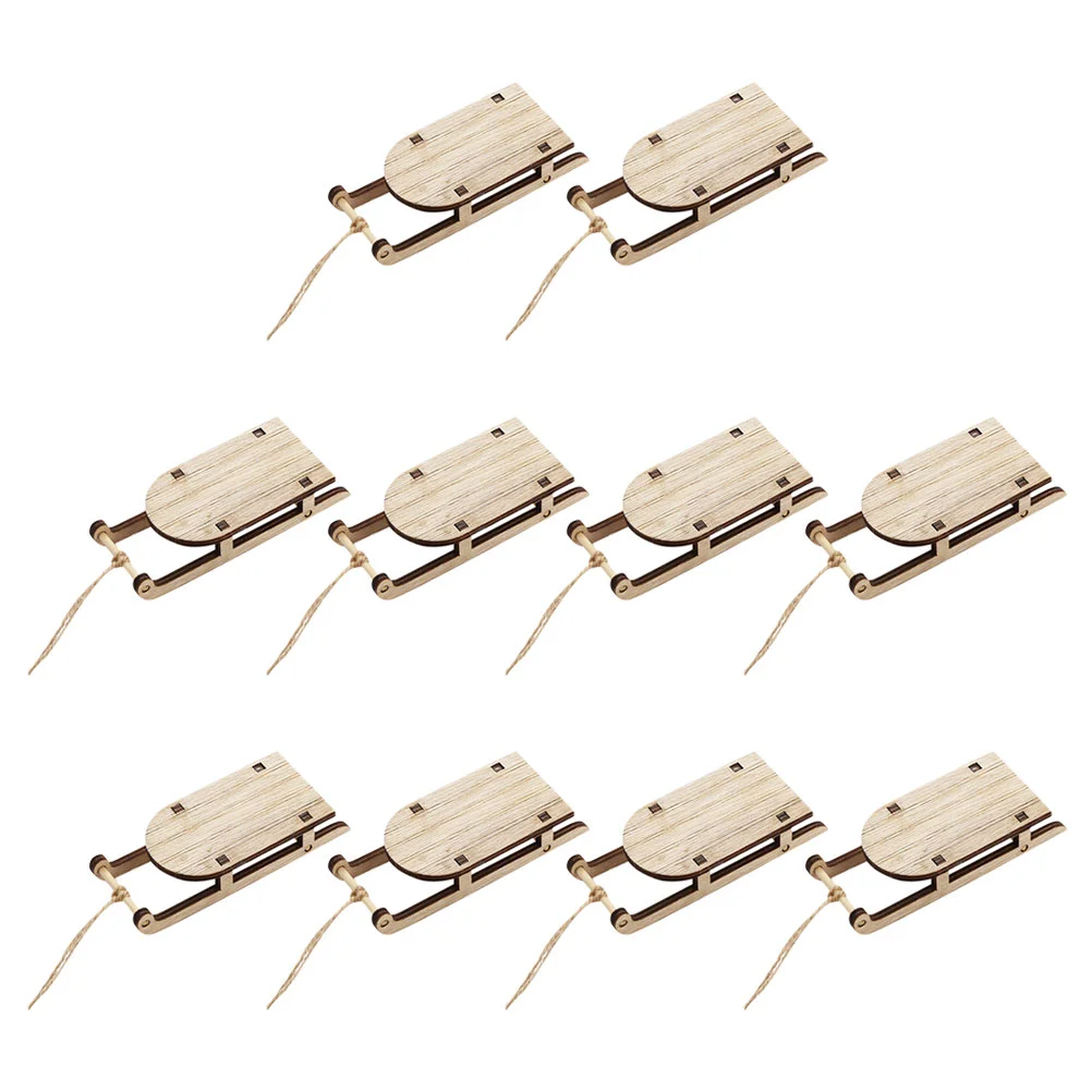 

10 Pcs Suite Miniatures Delicate Sleigh Adornment Exquisite Ornament Accessories Sled Wooden Christmas Desktop Office