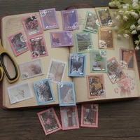 48pcs silver stamp outside picnic photo style paper sticker scrapbooking diy gift packing label decoration tag