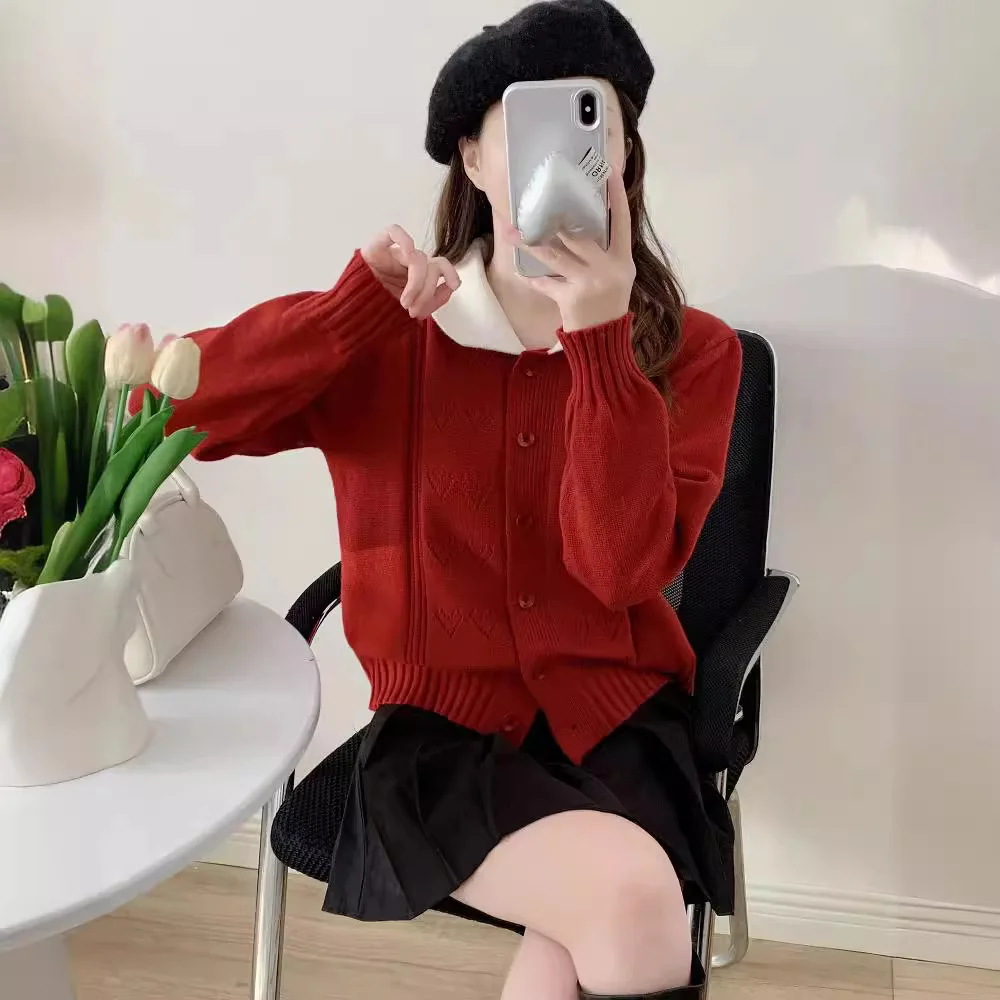 Женский красный пуловер из полиэстера |