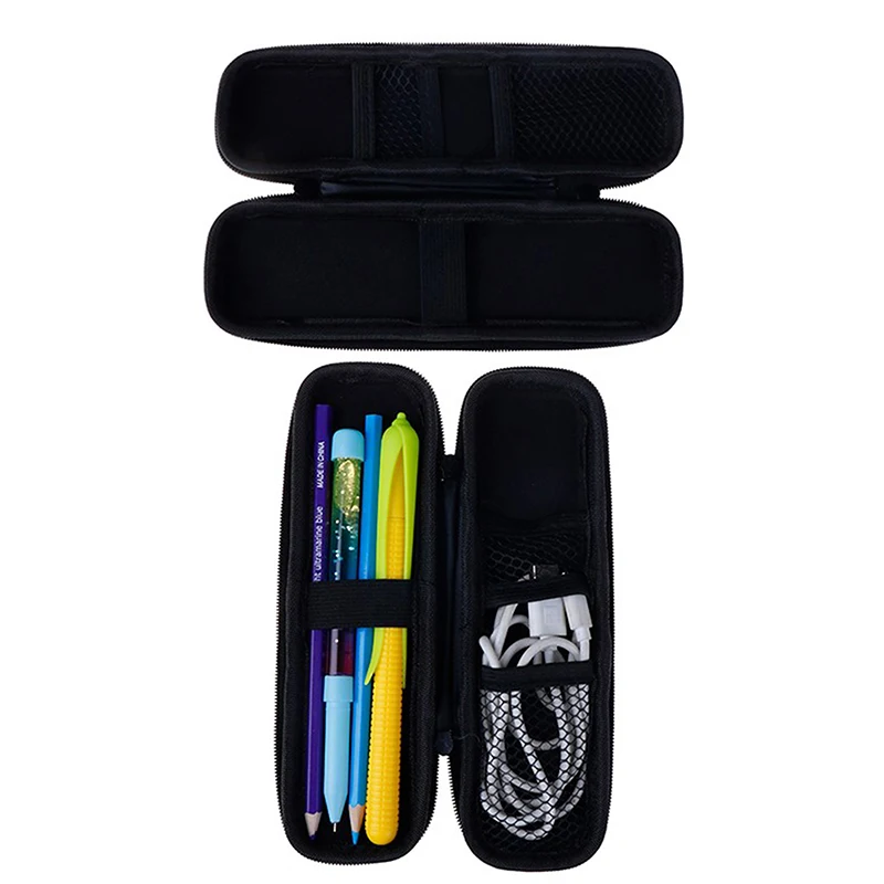 

1PC Black Hard Shell Stylus Pen Pencil Case Holder Box Storage Container Double Zipper Flexible Ultra-thin Light Pencil Case